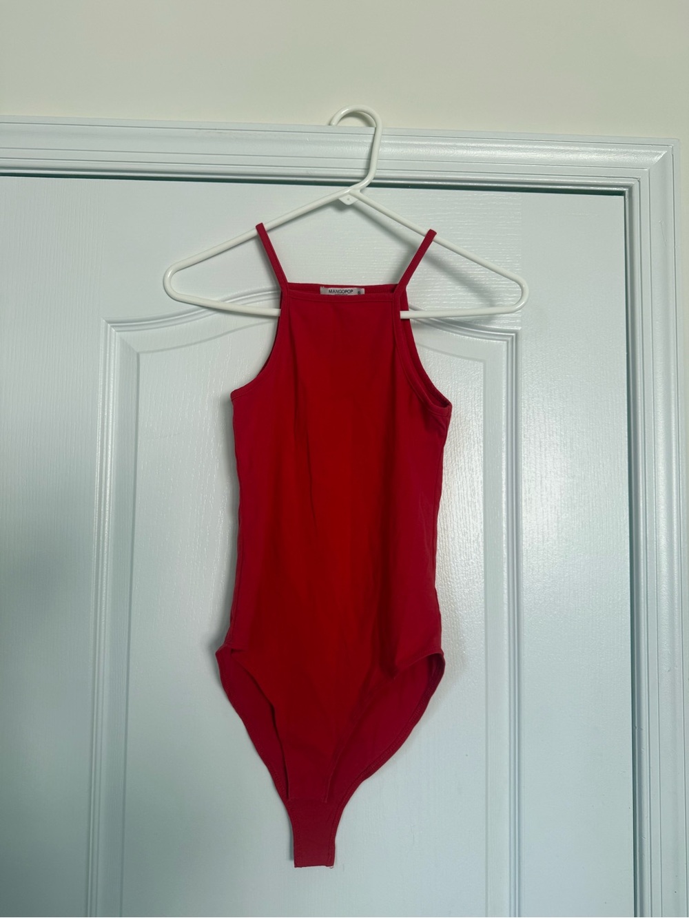 Mangopop - Red Halter Full Coverage Bodysuit - Size Small